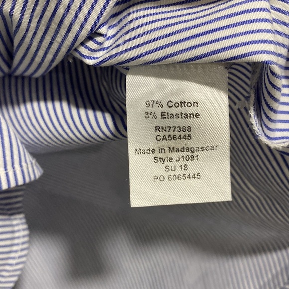 J crew striped button‎ up shirt collarless - Picture 5 of 8